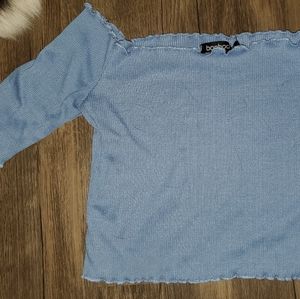 Cropped sleeve off the shoulder crop top